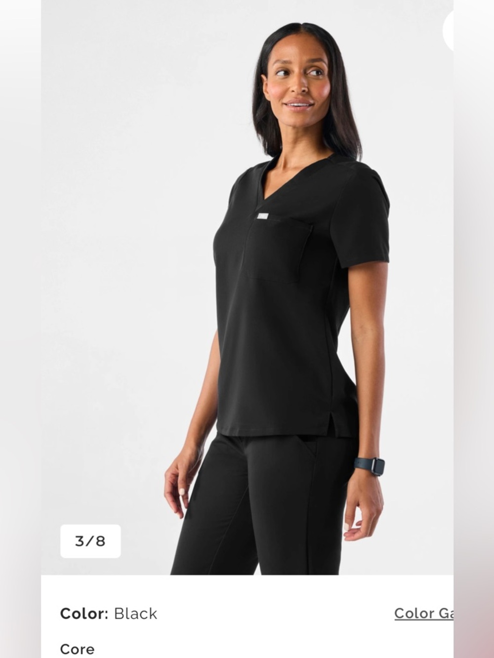 Figs Women’s Black V-Neck Scrub Top & Jogger scrub bottom XS petite